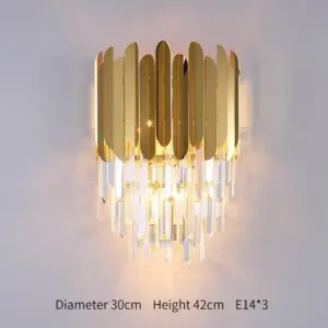 Vintage Gold Crystal Wall Lamp Indoor Wall Lighting for Bedroom Living Room Decoration