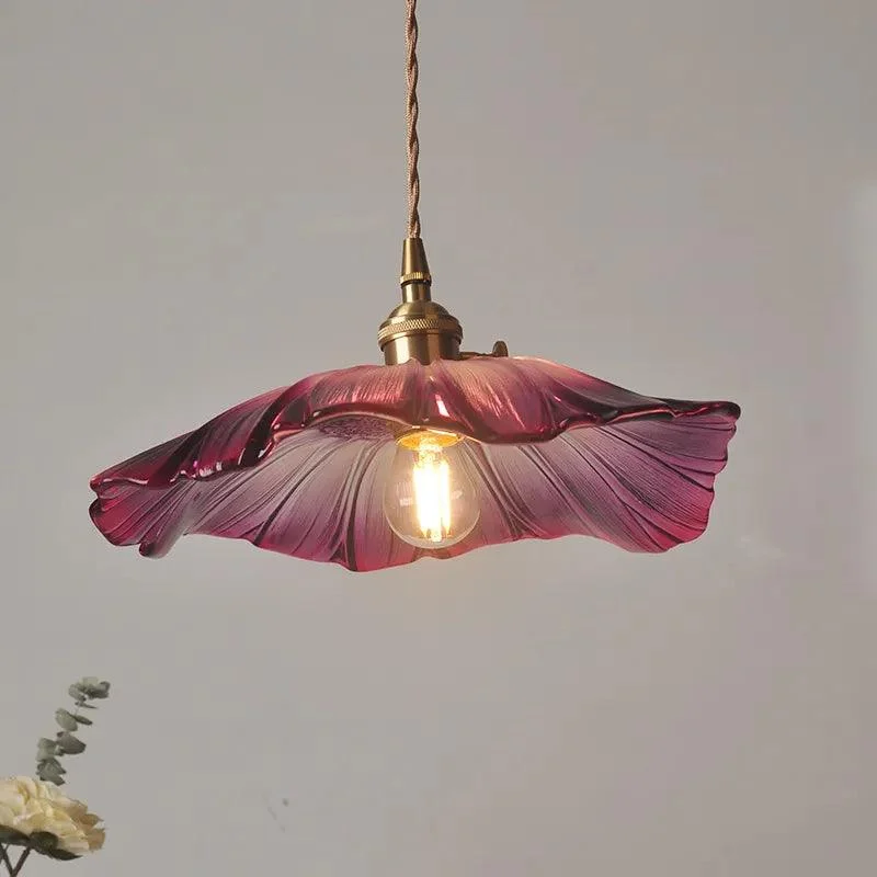 Vintage Industrial Glass Hibiscus Flower Pendant Light - ISTANBULLU LTD