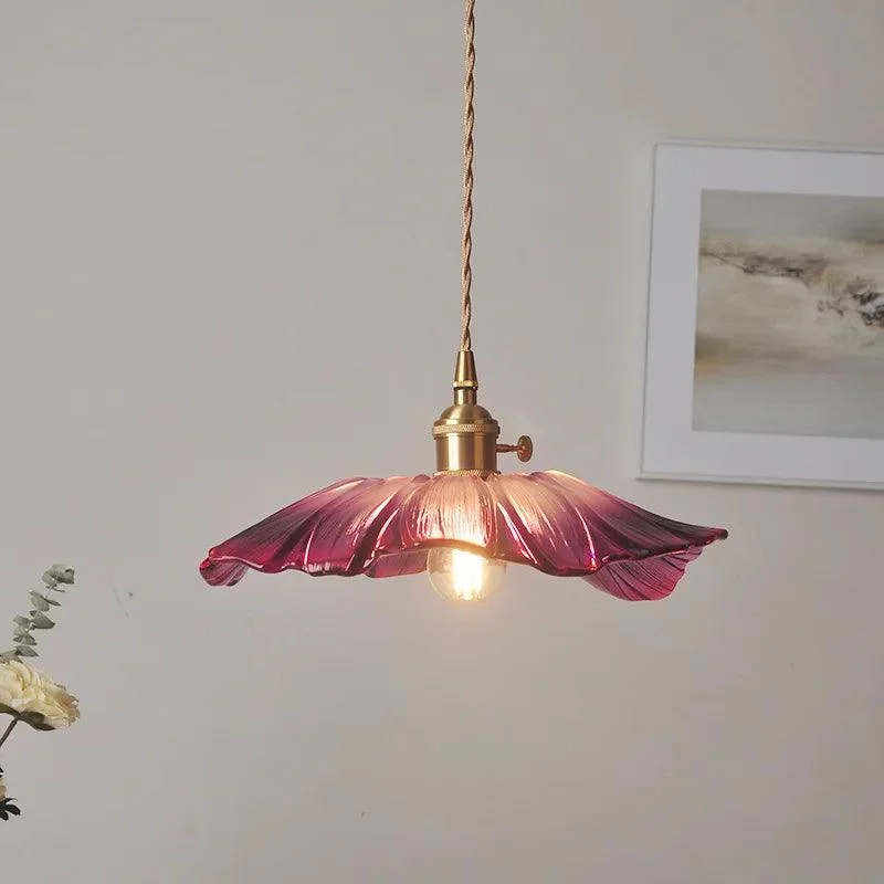 Vintage Industrial Glass Hibiscus Flower Pendant Light - ISTANBULLU LTD