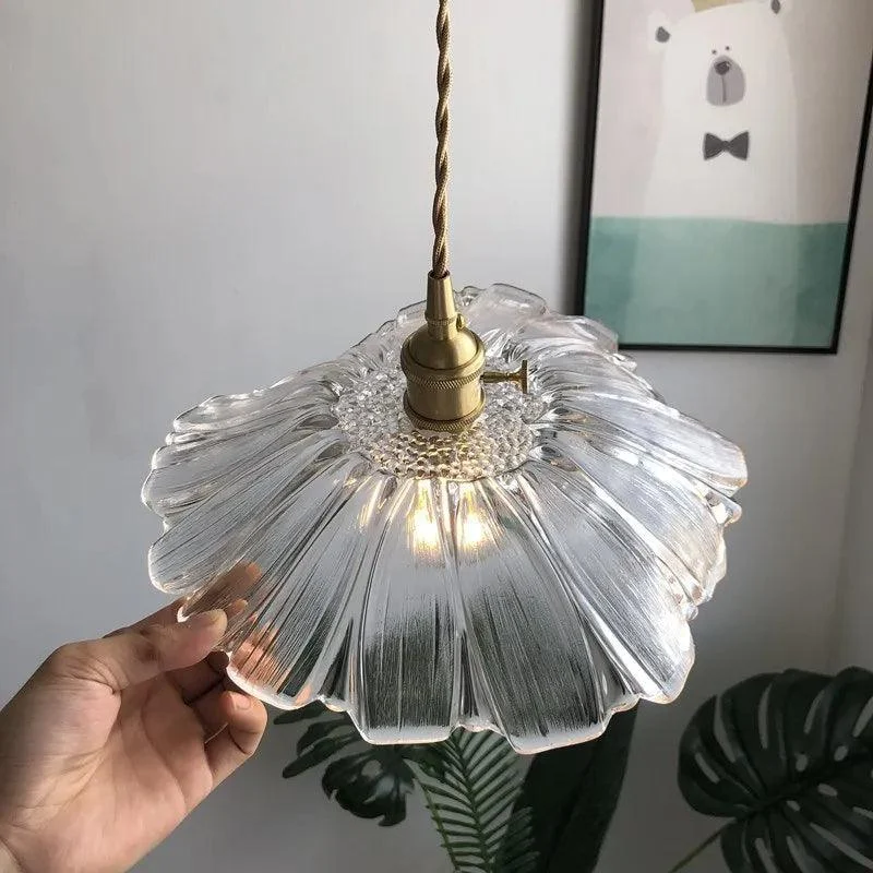 Vintage Industrial Glass Hibiscus Flower Pendant Light - ISTANBULLU LTD