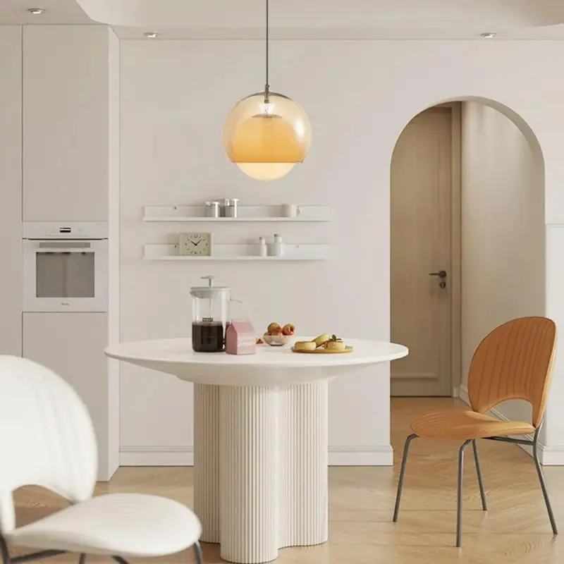 VintageOrangeBauhausGlassPendantLight
