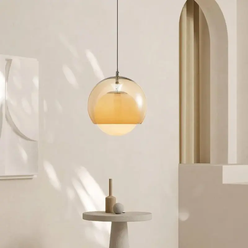 VintageOrangeBauhausGlassPendantLight