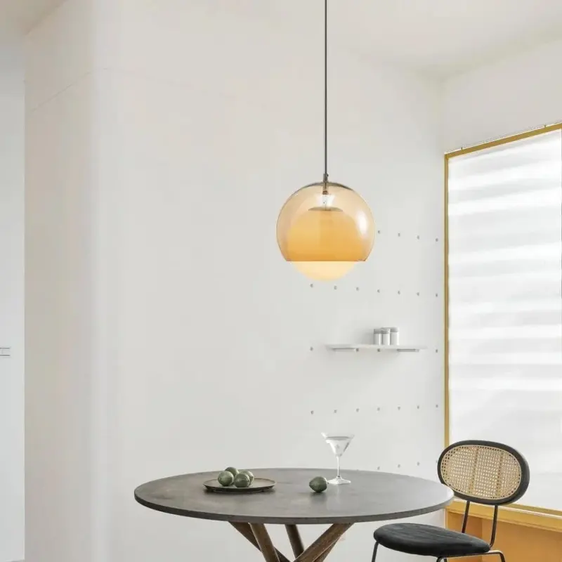 VintageOrangeBauhausGlassPendantLight