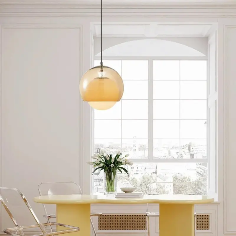 VintageOrangeBauhausGlassPendantLight