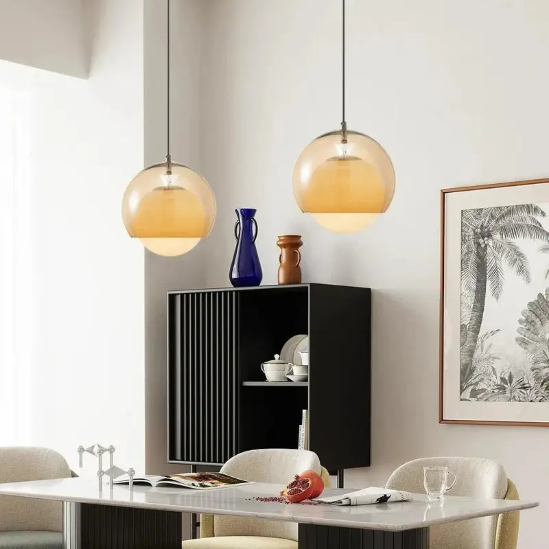 VintageOrangeBauhausGlassPendantLight