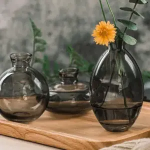 Vintage Smoked Glass Vase - ISTANBULLU LTD