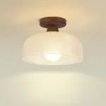 VintageSolidWoodGlassCeilingLamp