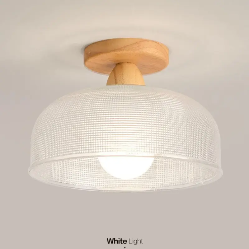 VintageSolidWoodGlassCeilingLamp