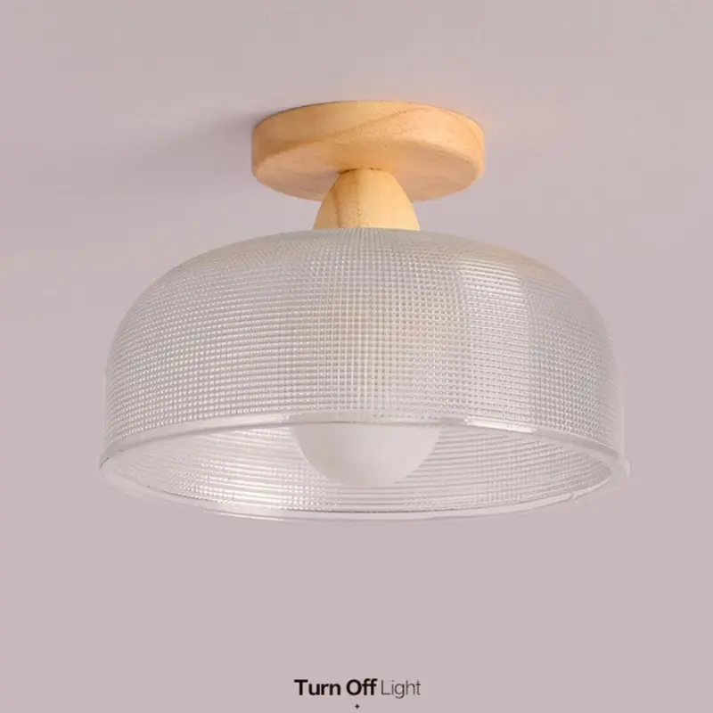 VintageSolidWoodGlassCeilingLamp