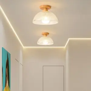 Homeko Solid Wood Glass Ceiling Lamp