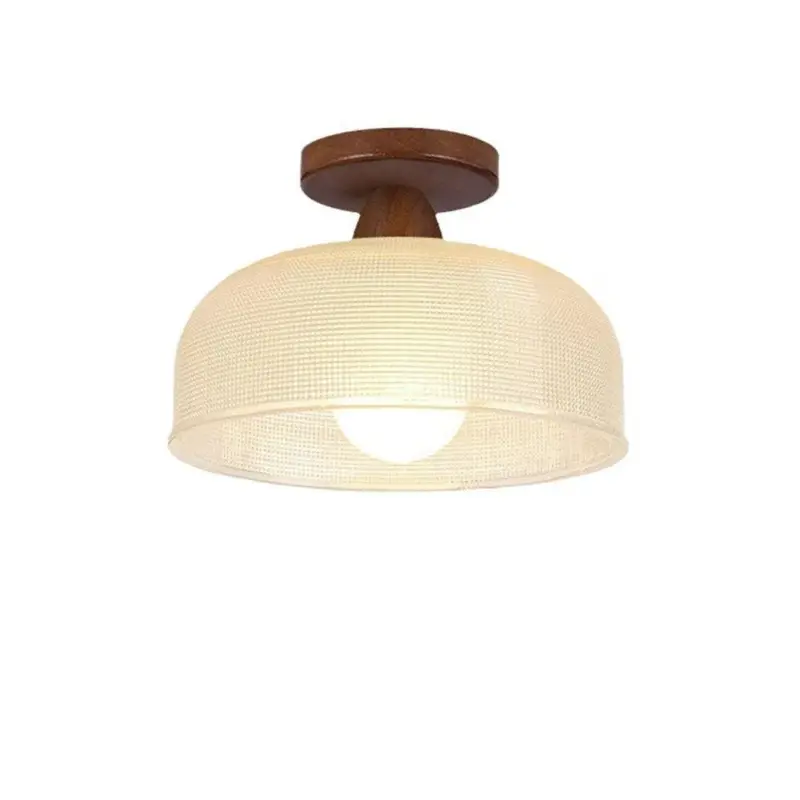 VintageSolidWoodGlassCeilingLamp