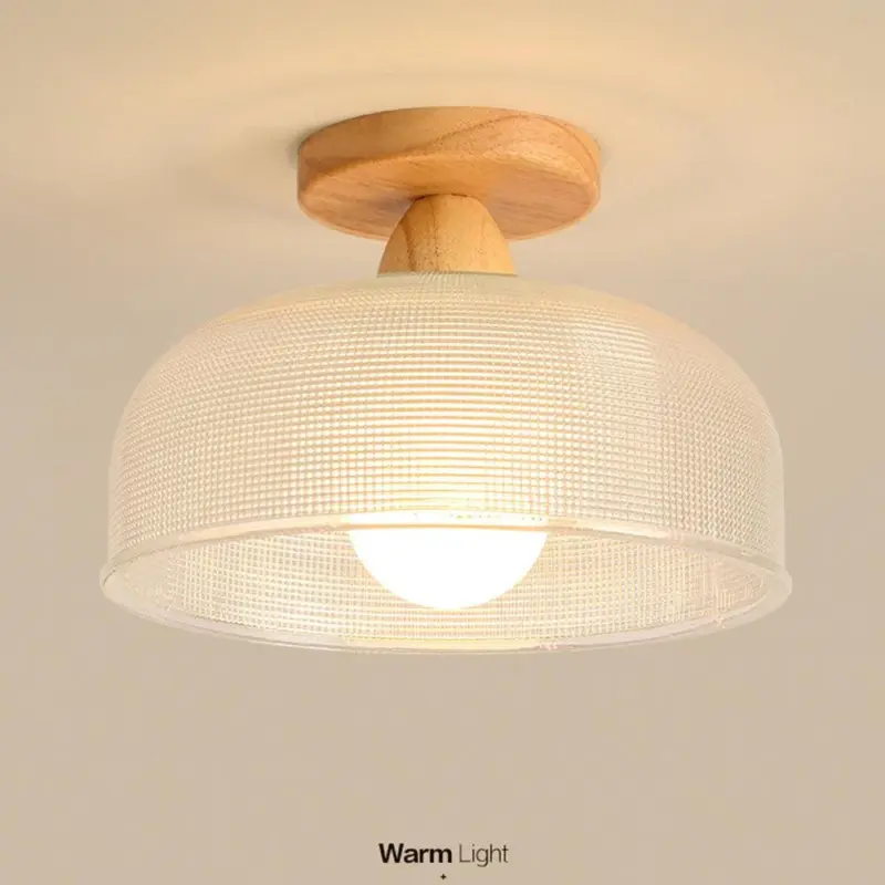 VintageSolidWoodGlassCeilingLamp