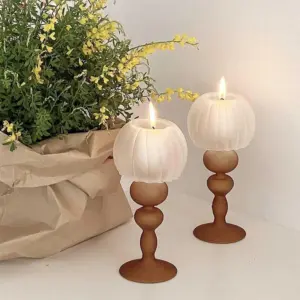 Vintage Wedding Amber Glass Candle Holder