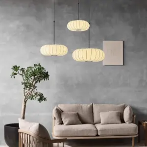 Homeko White Fabric Drum Pendant Light