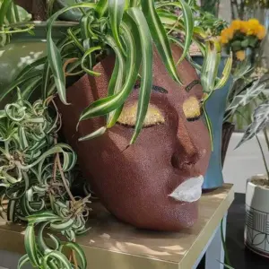 Wall Mounted Resin Afro American Face Vase - ISTANBULLU LTD