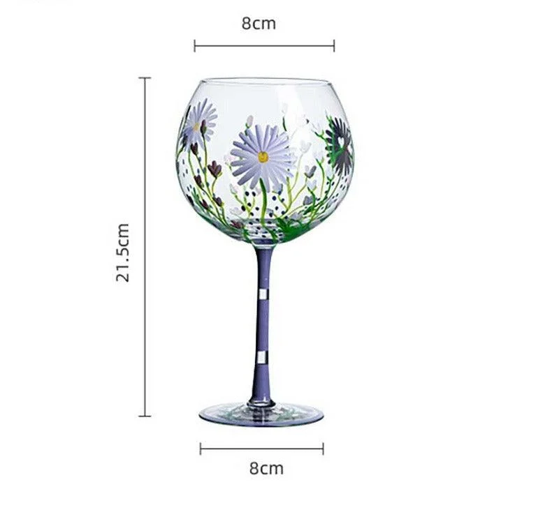 Watercolor Hydrangea Wine Glass - ISTANBULLU LTD