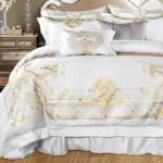 White Egyptian Cotton Bedding set Super King Queen size Bed set Luxury Golden Embroidery Bedding sets