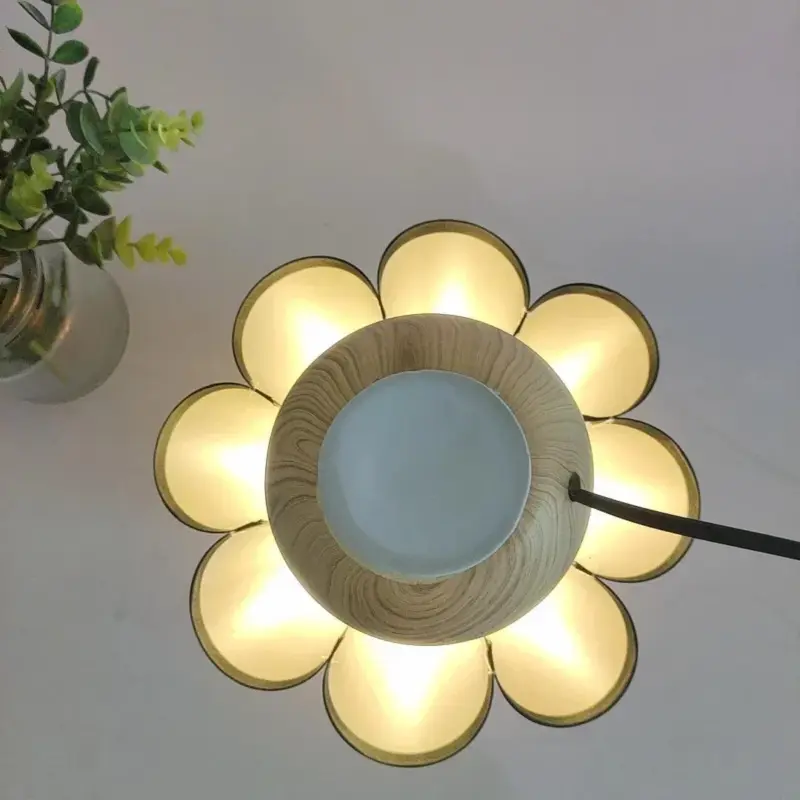 WhiteBrownWoodenLampFabricLightingBedsideNightstand Homeko2