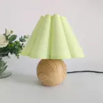 WhiteBrownWoodenLampFabricLightingBedsideNightstand Homeko8