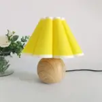 WhiteBrownWoodenLampFabricLightingBedsideNightstand Homeko9