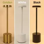 WhiteGoldLEDRechargeableTableLampLightingBedsideOutdoor Homeko2