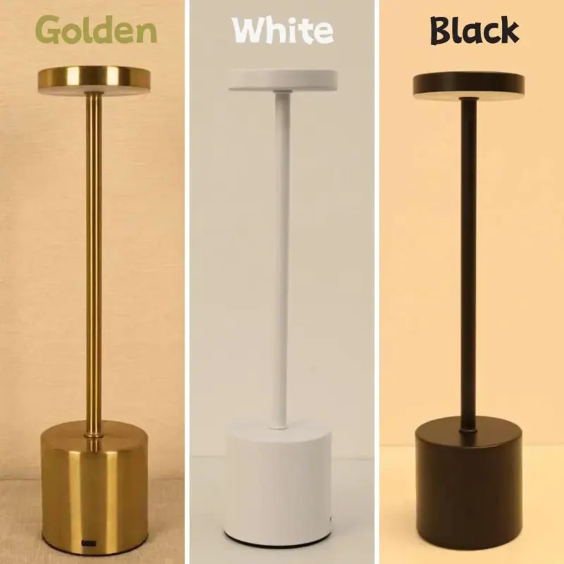 WhiteGoldLEDRechargeableTableLampLightingBedsideOutdoor Homeko2