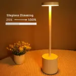 WhiteGoldLEDRechargeableTableLampLightingBedsideOutdoor Homeko4