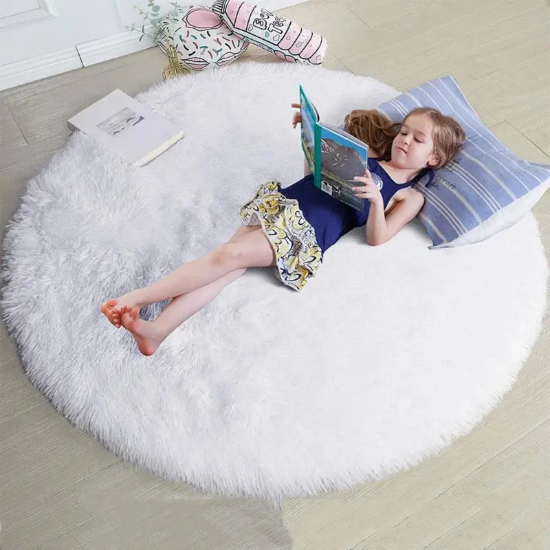 WhiteRainbowRoundCarpetforKidsRugsSoftDecorLivingRoom Homeko4