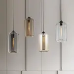 WideGlassPendantLamp Modern1 LightBlackLamp Homeko3
