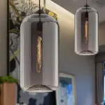 WideGlassPendantLamp Modern1 LightBlackLamp Homeko7