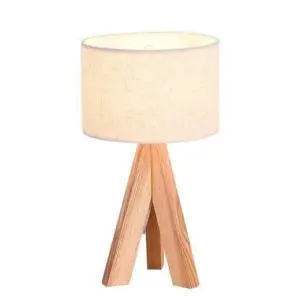 Wood & Fabric Tripod Lampshade Table Lamp - Modern & Chic Lighting for Home Decor