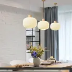 WoodandMilkGlassPendantLight DiningRoomLighting Hai