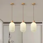 WoodandMilkGlassPendantLight DiningRoomLighting Hai