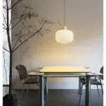 WoodandMilkGlassPendantLight DiningRoomLighting Hai