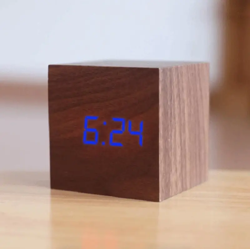 Wooden Digital LED Alarm Clock Personalized Stylish Home Decor Accessory