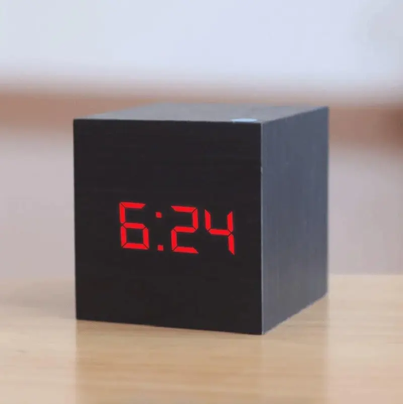 Wooden Digital LED Alarm Clock Personalized Stylish Home Decor Accessory