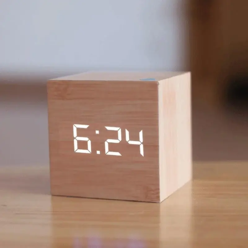 Wooden Digital LED Alarm Clock Personalized Stylish Home Decor Accessory