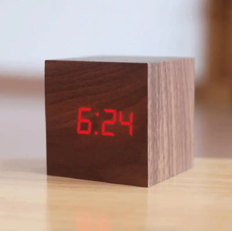 Wooden Digital LED Alarm Clock Personalized Stylish Home Decor Accessory