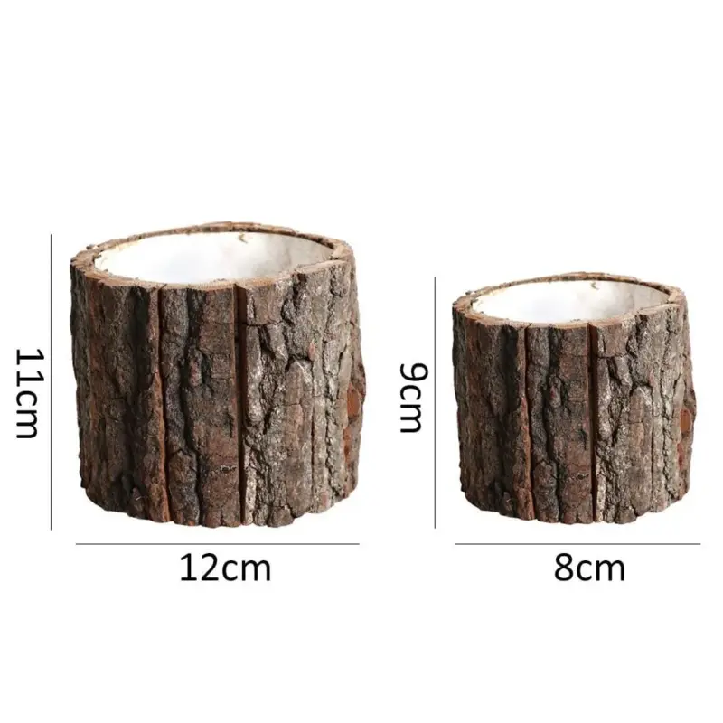 Wooden Plant Pot Vintage Round Table Decorative Style Wooden Flowerpot Fake Tree Bark Succulent Plants Creative 1b1b4b19 fea8 4eff aeef b52c2363bc45