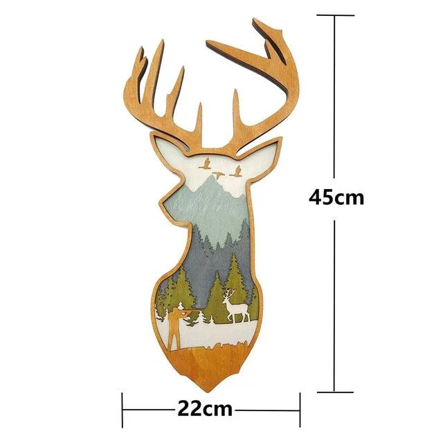 Wooden Deer and Elk Wall Decor - Homeko