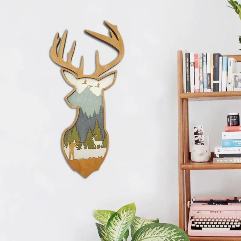 WoodenDeerandElkWallDecor Homeko4