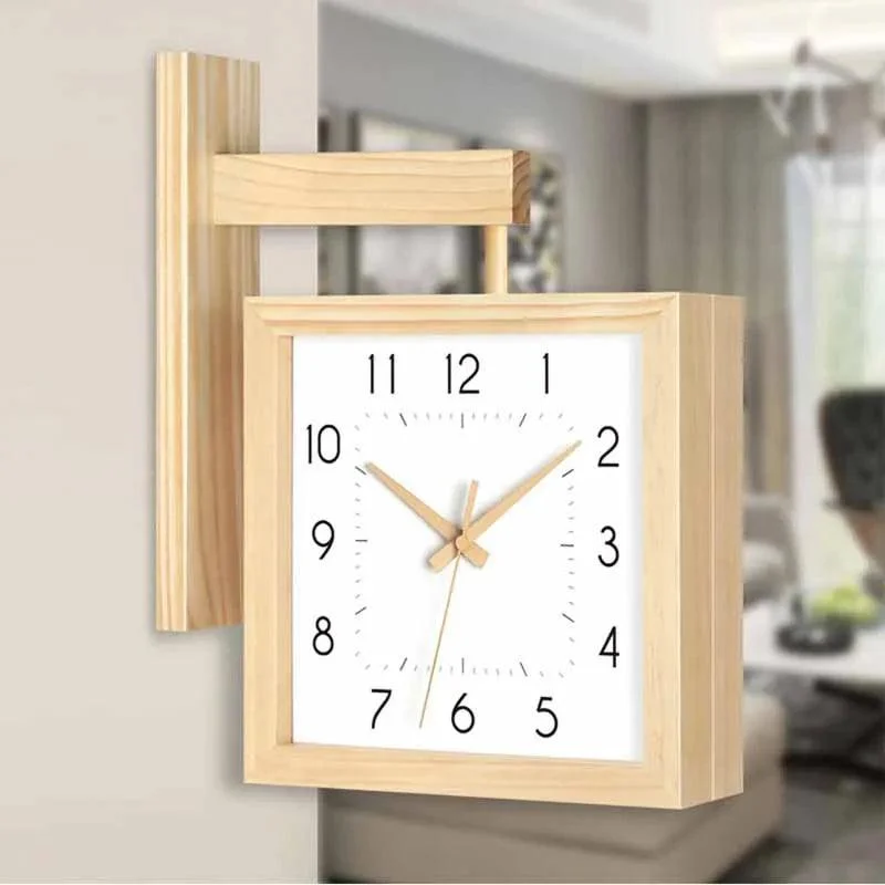 Wooden Double Sided Wall Clock - Homeko