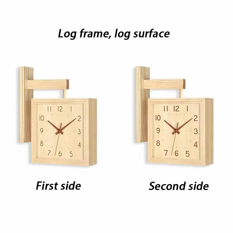 Wooden Double Sided Wall Clock - Homeko