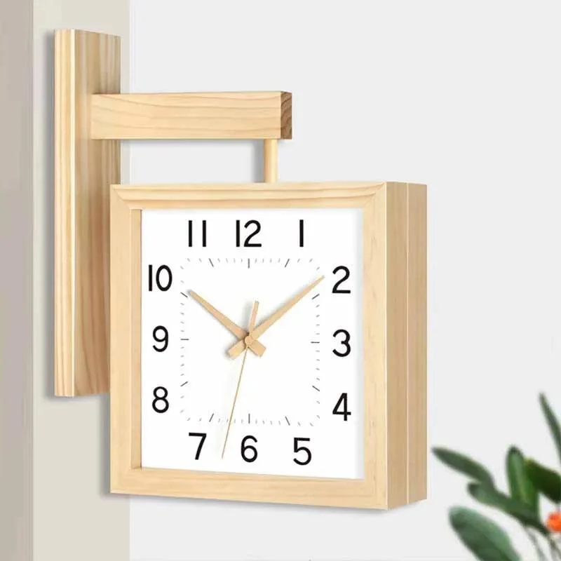 Wooden Double Sided Wall Clock - Homeko