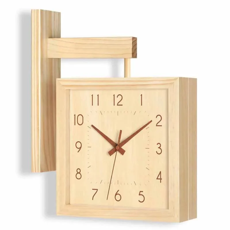 Wooden Double Sided Wall Clock - Homeko