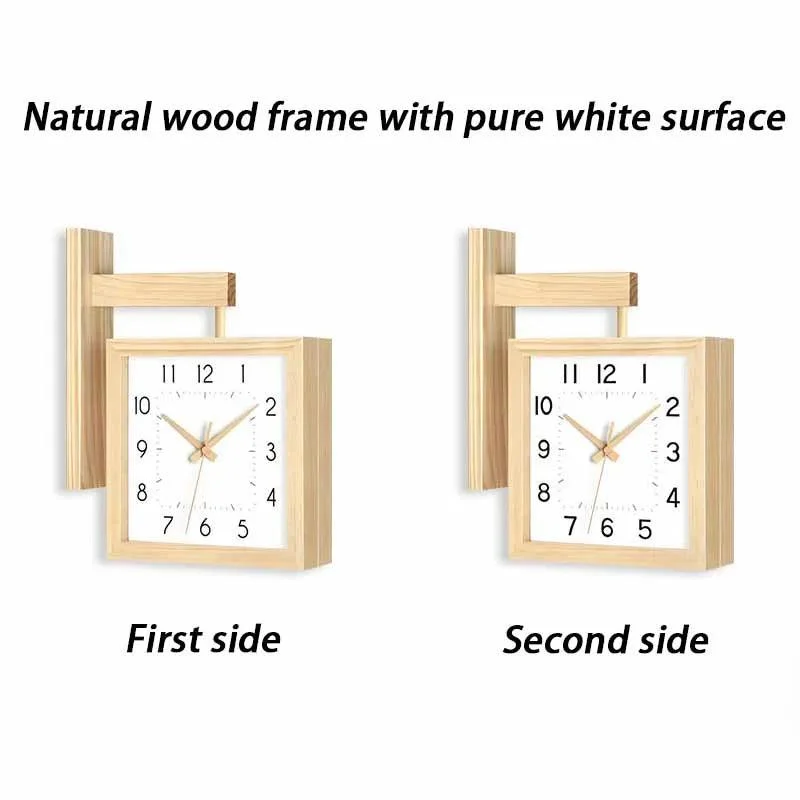 Wooden Double Sided Wall Clock - Homeko