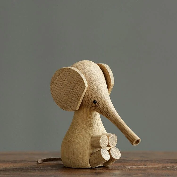 Wooden Elephant Figurine - Homeko