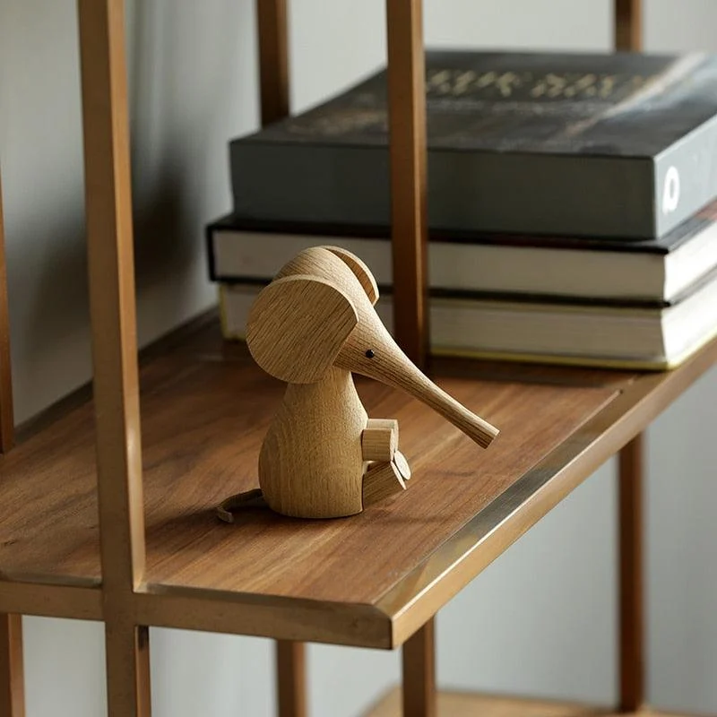 Wooden Elephant Figurine - Homeko