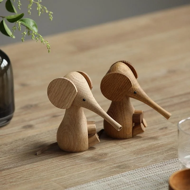 Wooden Elephant Figurine - Homeko