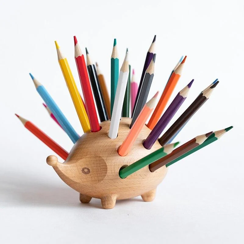 Wooden Hedgehog Pen Holder - Homeko